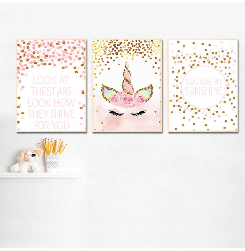 Baby Girl Nursery Quotes - Quadro Decorativo per Cameretta Bambina, Stampa