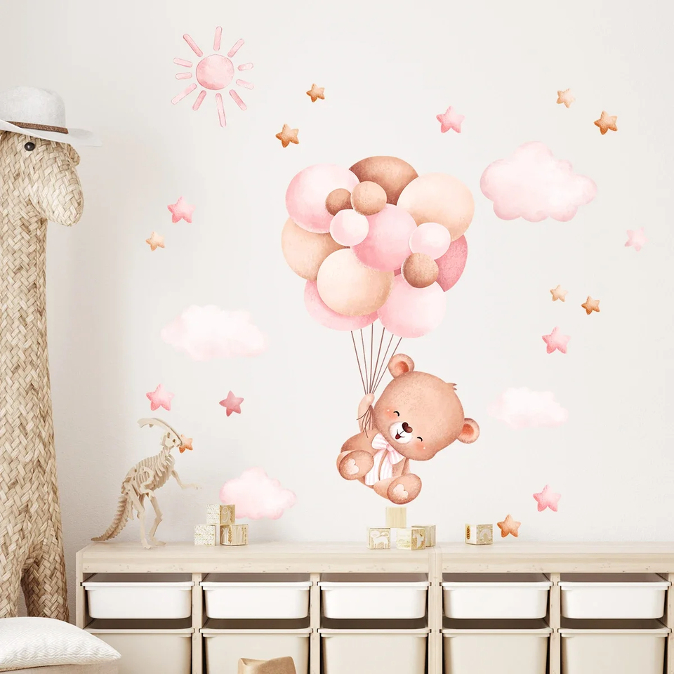 Baby Girl Nursery Quotes - Adesivo da parete con orsetto a