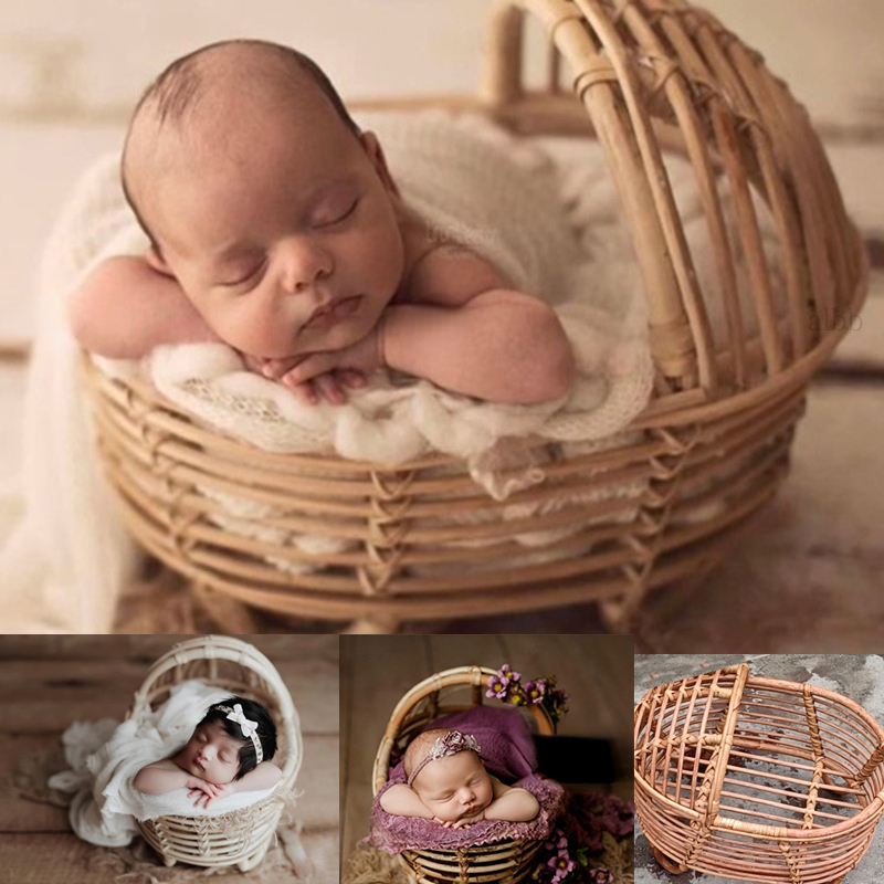 Baby Nursery Boy - Puntelli per fotografia neonato Rattan contenitore