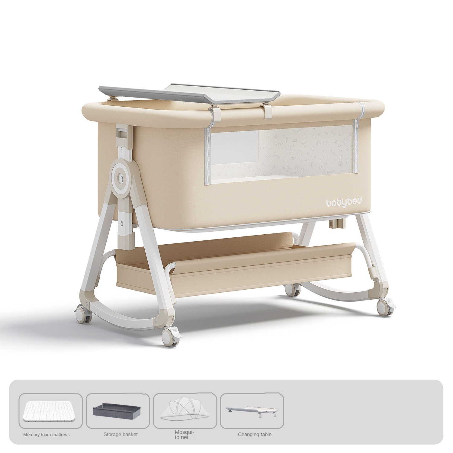 Baby Nursery Trolley - Culla per neonati, portatile e regolabile,