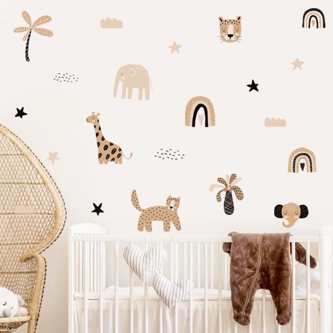 Baby Nursery Decor Girl - Adesivi Murali Boho con Arcobaleni Cartoon,