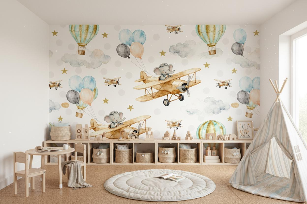 Carta da parati murale con ani - Baby Nursery Peel And Stick Wallpaper recensione e prezzo