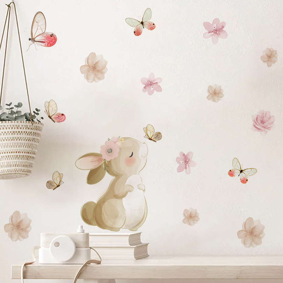 Cartoon Coniglio Fiori Farfall - Baby Nursery Decor Girl recensione e prezzo