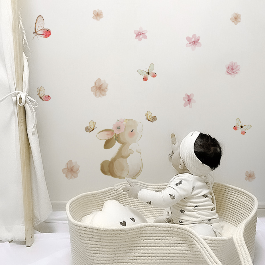Cartoon Coniglio Fiori Farfall - Baby Nursery Decor Girl recensione e prezzo