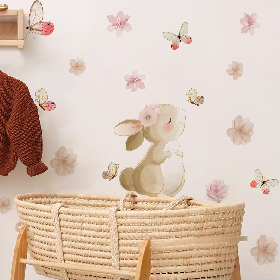 Cartoon Coniglio Fiori Farfall - Baby Nursery Decor Girl recensione e prezzo